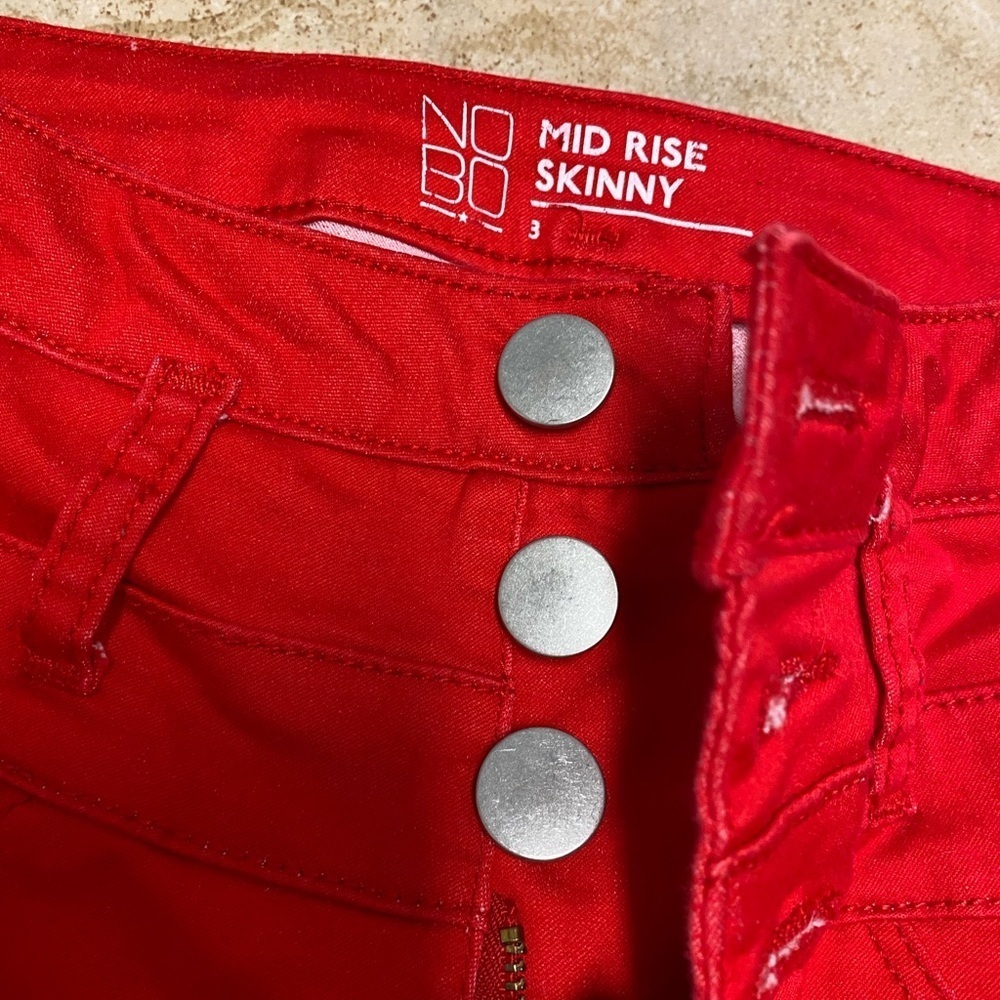 Nobo No Boundaries Women juniors Mid rise skinny cherry red jeans size 3 Pants - Picture 2 of 4
